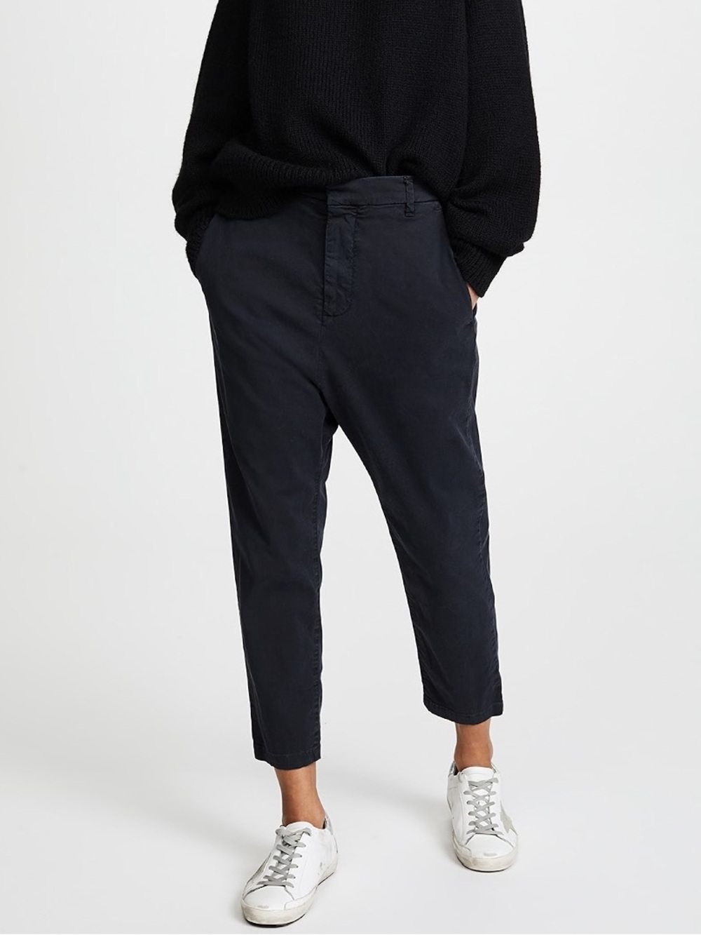 Nili Lotan Paris Twill Pants Black Cotton Casual Relaxed Straight Leg Size 0/XS
